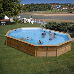 Ovale houten zwembad Gre Sunbay met zandzuiveringsinstallatie