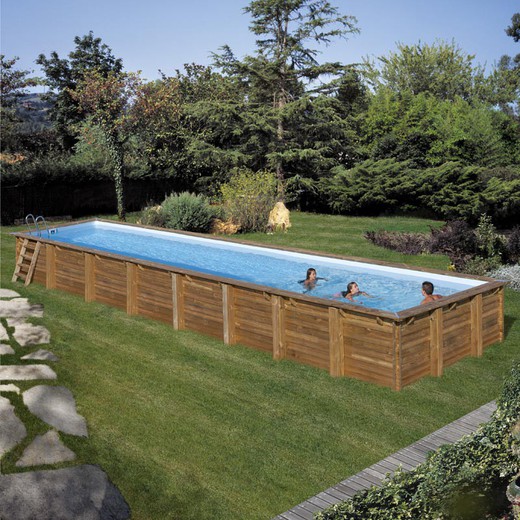 Piscina rettangolare in legno piscina Gre Terra