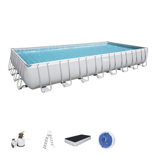 Piscina de aço tubular destacável 956x488x132 cm Purificador de areia de 9.463 litros/hora