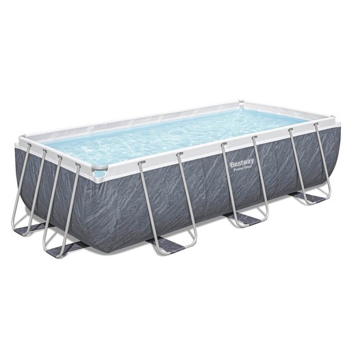 Abnehmbares Röhrenförmiges Pool Bestway Power Steel Rattan 404x201x100 cm mit Kartuschenreiniger2.006 L/S mit Leiter