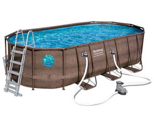 Afneembare buisvormige zwembad ovale Bestway rotan met waterzuiveringsinstallatie 549x274x122 cm