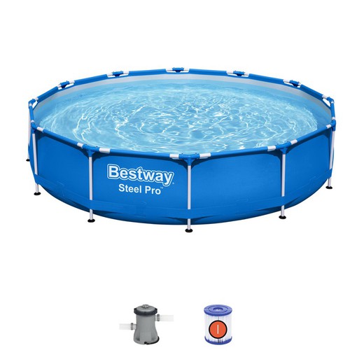 Piscina Desmontable Tubular Bestway Steel Pro 366x76 cm con Depuradora Cartucho 1.249 L/H