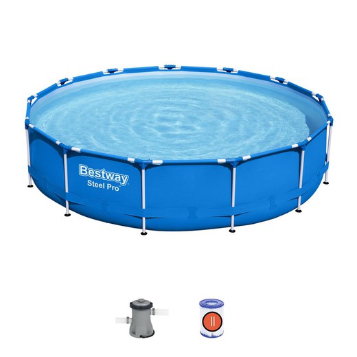 Aftagelig rørformet pool Bestway Steel Pro 396x84 cm med patronbehandlingsanlæg 2.006 L / H