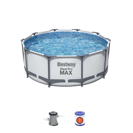 Removable pool with cartridge and staircase treatment plant Bestway Steel Pro Max (305 x 100)