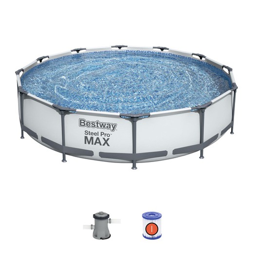 Removable Tubular Pool Bestway Steel Pro Max 366x76 cm with 1.249 L / H Cartridge Purifier