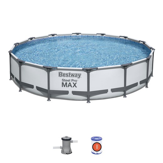 Avtagbar rörformig pool Bestway Steel Pro Max 427x84 cm med patronbehandlingsanläggning 2.006 L / H