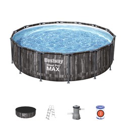 Removable pool with cartridge treatment plant, coverage and stae