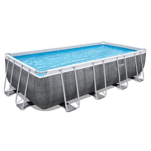 Afneembaar rechthoekig buisvormig zwembad Bestway Power Steel Rotan met waterzuiveringsinstallatie 549x274x122 cm