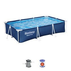 Piscina Fuori Terra Rettangolare Steel Pro 300x201x66 cm Capacitá per 3.000 Litri Colore Blu