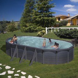 Piscine Ovale Kea en Acier Anthracite avec Purificateur de Sable