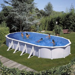 Gre Atlantis Oval White Steel Pool with Sand Filter