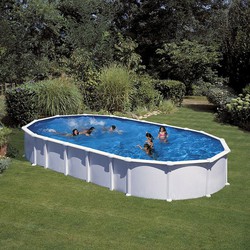 Gre Haiti Oval White Steel Pool with Sand Filter