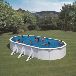 Gre Fidji Oval White Steel Pool with Sand Filter