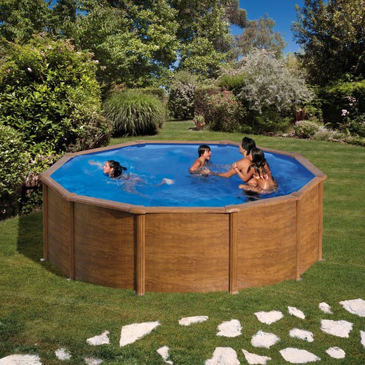 Gre piscina redonda 1.20m modelo madeira-olhar de altura Sicília diferentes diâmetros.