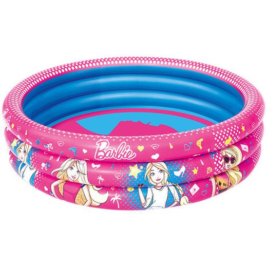 Piscina inflável de 3 anéis com decoração Barbie 122x30cm