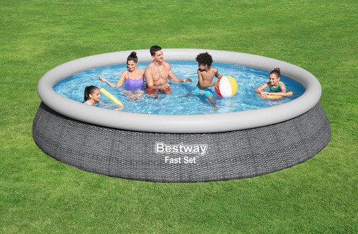 Bestway Fast Set Round Inflatable Pool 457x84 cm with Cartridge Treatment Plant 2006 L/H