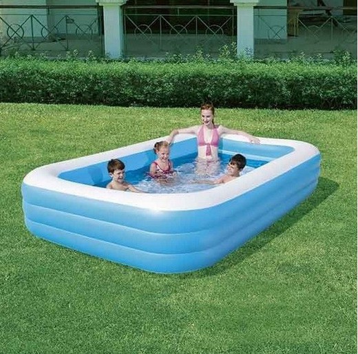 Inflatable Children's Pool Bestway Deluxe Rectangular Blue 305x183x56 cm