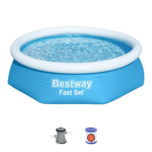 Bestway Fast Set kinderzwembad Ø244x61 cm met patroonzuiveringsinstallatie 1.249 l/u Blauw