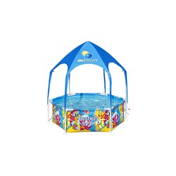 Piscina Infantil Bestway Steel Pro con Techo Splash-in-Shade Ø183x51 cm Animales Marinos Mayores de 3 Años