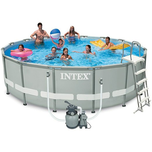 Intex Frame Round Tubular Aftagelig pool med sandskrubber cm — Brycus