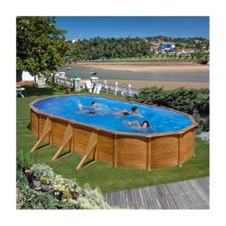 Pacific acciaio ovale aspetto piscina altezza 120 cm in legno