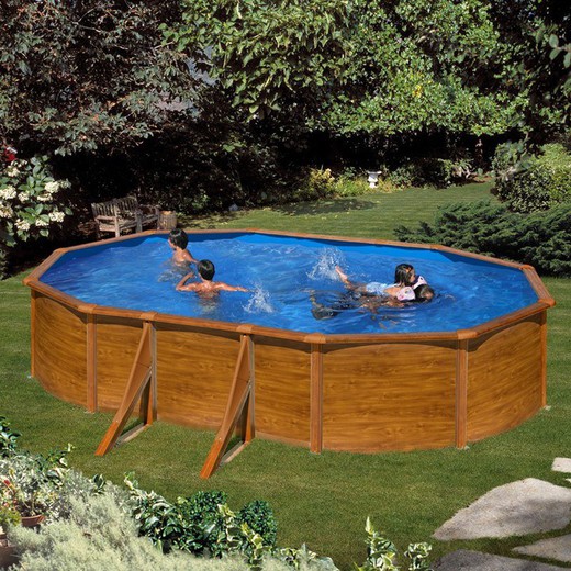 Pacific Stahl Oval Pool Aspekt Holz Höhe 120 cm