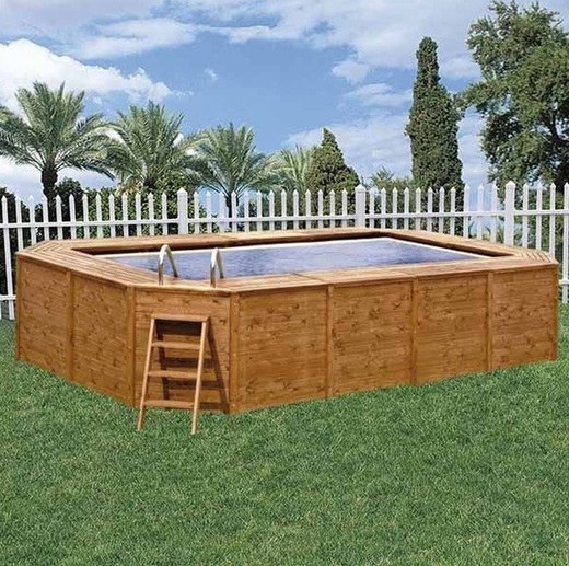 Piscine en bois avec panneaux K2O 655 x 390 x 124 cm avec laveuse à cartouche ou 3,785 l / h de sable + électrolyseur au sérum physiologique