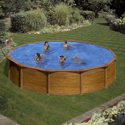Gre Mauritius Woodlike Steel Wall Pool Round Height 132 cm