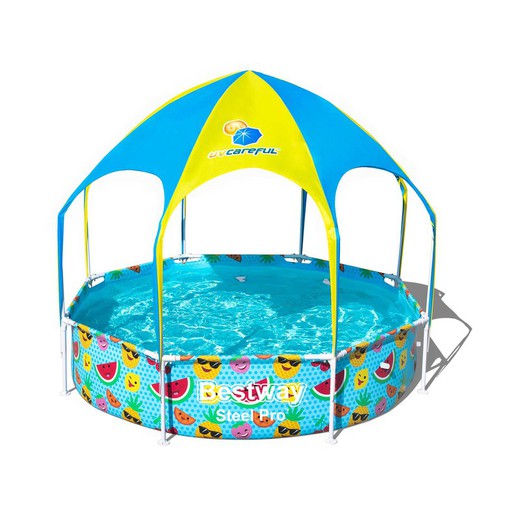 Stalen Pro zwembad met plafond in spatscherm 244x51 cm. Zonder zuiveringsinstallatie Bestway 56432