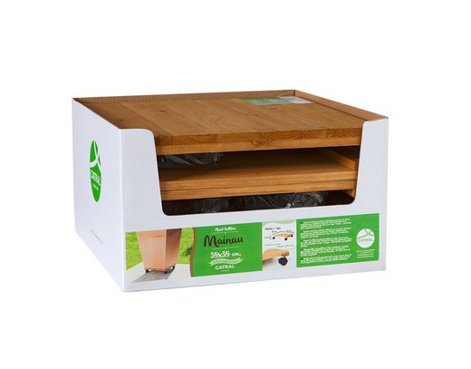 Ronde houten plaat met wielen voor mainau catral planten 35 x 7,5 cm Catral