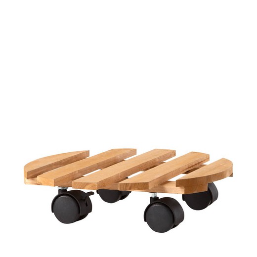Plato con ruedas redondo de madera para plantas Patio Catral