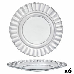 Assiette plate en verre transparent x6