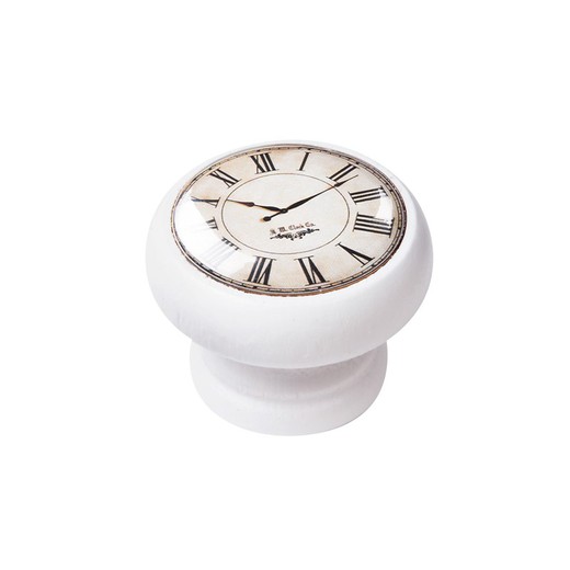 pomo de 40mm. Ferragens Relógio Branco Madeira Laca Branca Nesu