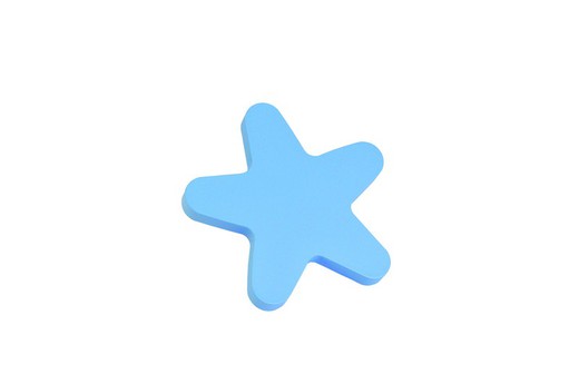 Pommeau étoile 68 mm. Quincaillerie en bois laqué bleu clair Nesu