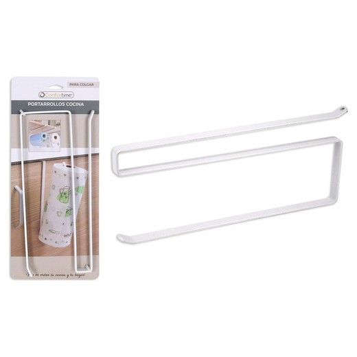 Suporte de rolo de papel de cozinha de metal branco Confortime (26 x 10 x 1,3 cm)