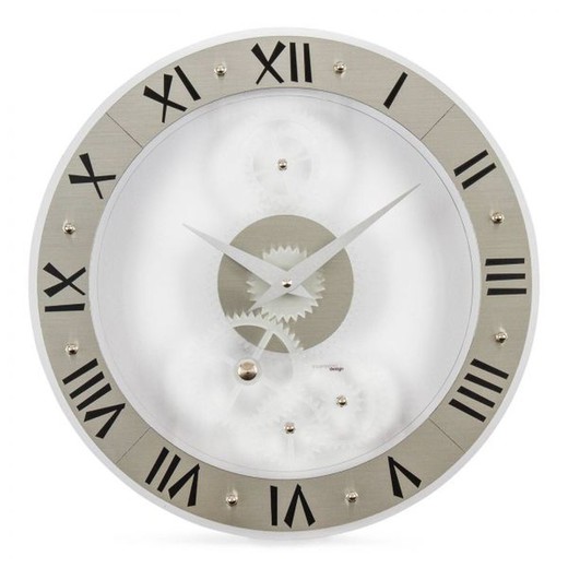 Horloge murale Genius en méthacrylate d'argent, Ø33 cm