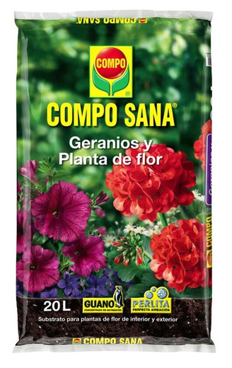 Saco Torf Compo Sana Blume Pflanze Geranien und 20 Liter