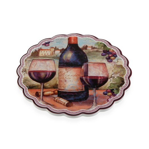 Tapete de mesa de cerâmica de rolha de vinho redondo (20 x 20 cm)