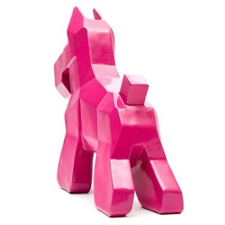 Pink polyresin schnauzer, 30x10x26 cm