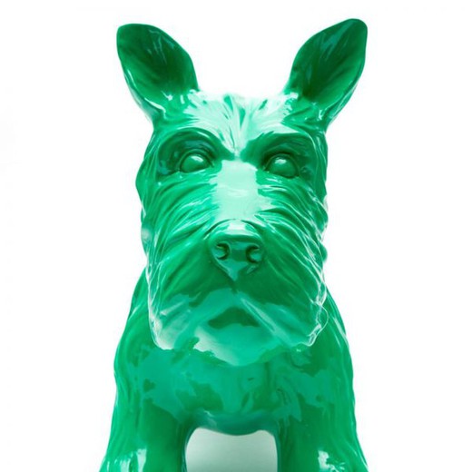 Grøn polyresin schnauzer 38x18x31 cm