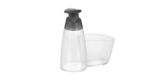 Serie Clean kit Dosificador jabón con porta estropajo color gris