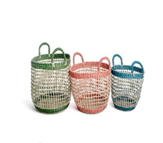 Set of 3 Colored Braided Baskets