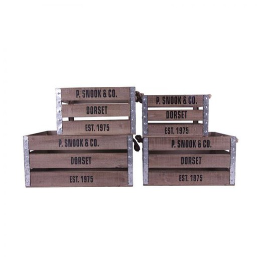 Set of 4 wooden boxes, 60x40x29 cm