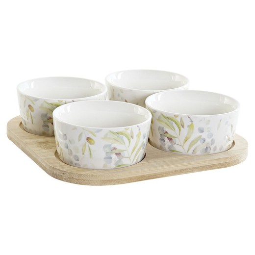 DKD Home Decor Set di antipasti in gres di bambù (22 x 22 x 7 cm) — Brycus