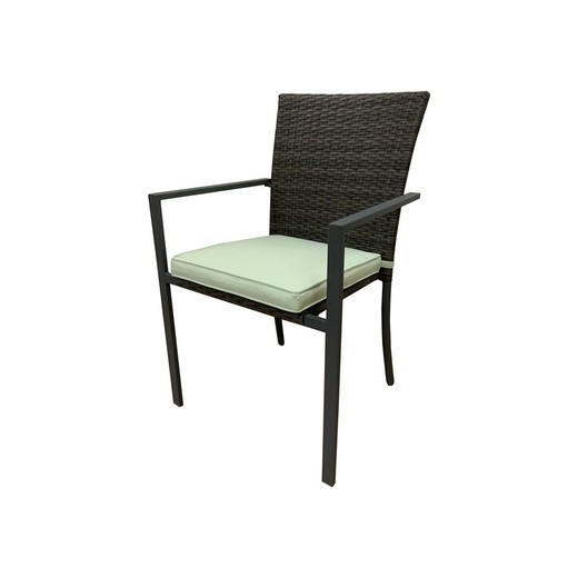 Chillvert Varenna Garden Chair Steel and Synthetic Rattan 56x55x86 cm Stackable Gray with Cushion