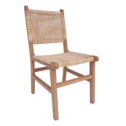 Teak wood chair with wicker back and seat Chillvert Parma