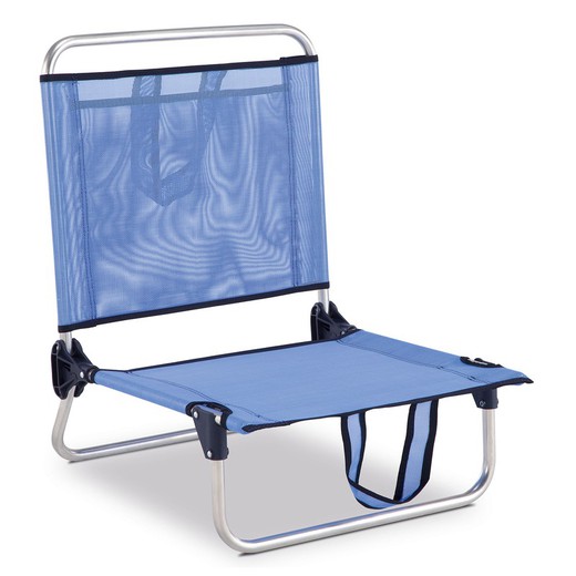 Chaise de Plage Pliante Solenny Dossier Bas avec Poche et Accoudoirs 54x50x63 cm