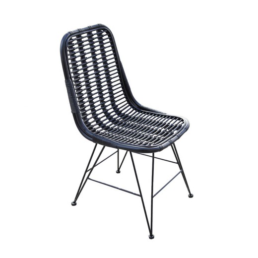 Chillvert Parma Natural Rattan Dining Chair 46x60x92 cm Black