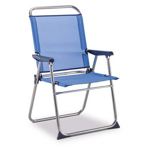 Chaise de Plage Pliante Solenny Marinera Dossier Haut Bleu 58x58x90 cm