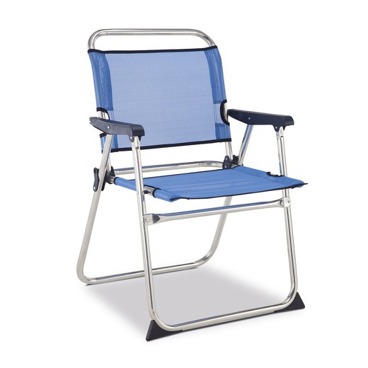 Chaise de Plage Pliante Solenny avec Dossier Bas Bleu 58x54x81 cm